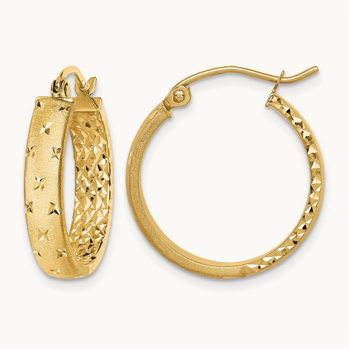 Polished Diamond-cut In/Out Hoop Earrings — 20mm