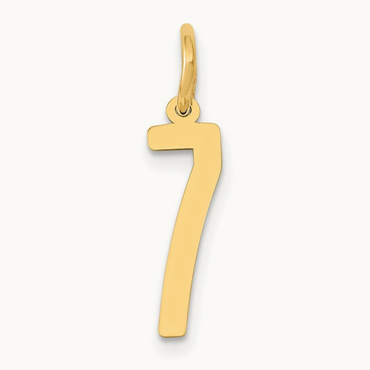 Small Elongated Number 7 Charm, 14K