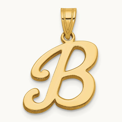 Script Letter B Initial Pendant, 14K