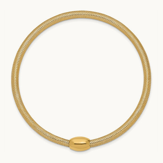 Woven Mesh Slip-On Bracelet — 14K Yellow Gold