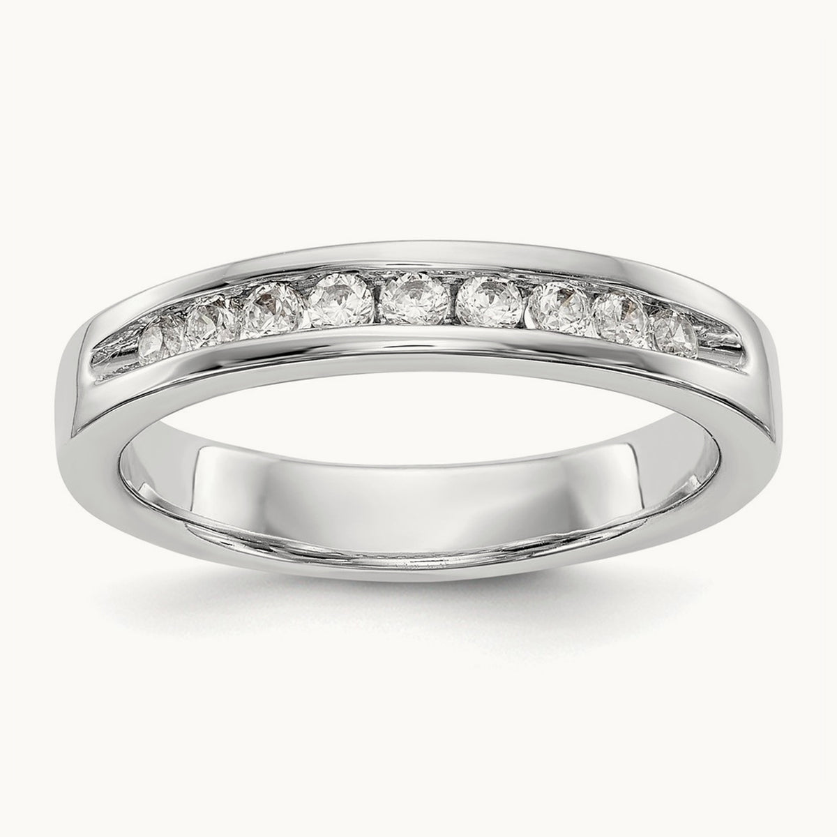 9- Stone ladies Band Mounting, 1.9mm, 14K White Gold