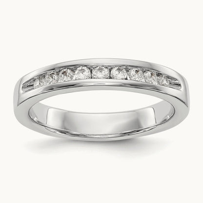 9- Stone ladies Band Mounting, 1.9mm, 14K White Gold