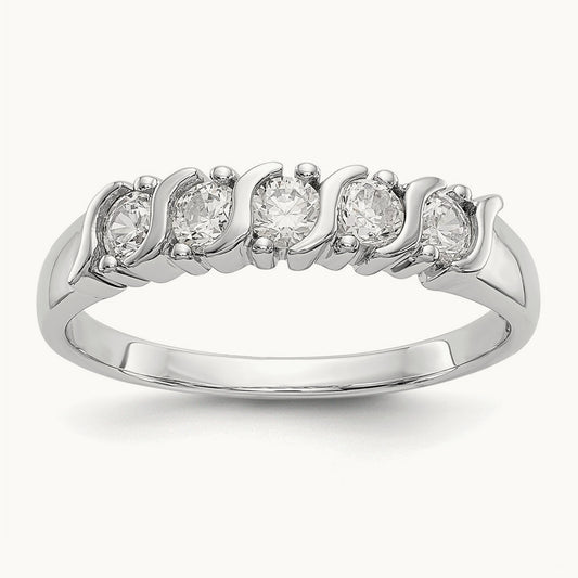5-Stone Diamond Band, 14K White Gold