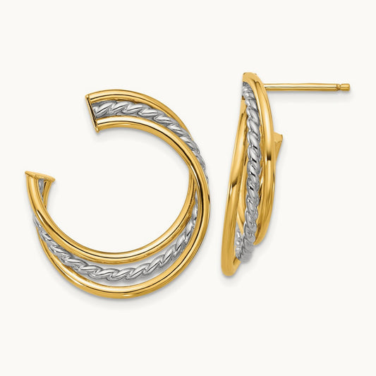 w/White Rhodium Polished and Post Earrings, 14K — Leslie's
