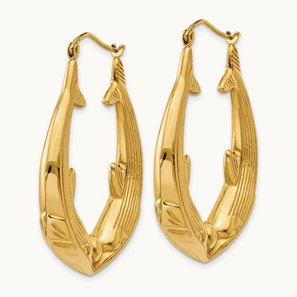 Polished Dolphin Hoop Earrings — 32.75mm