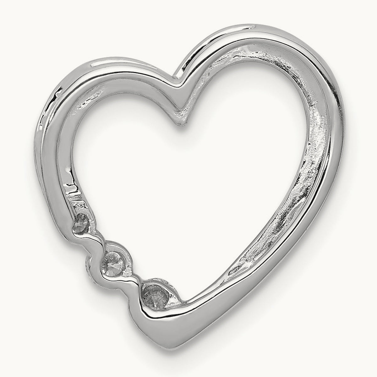 1/6ct. Diamond Heart Chain Slide — 14K White Gold