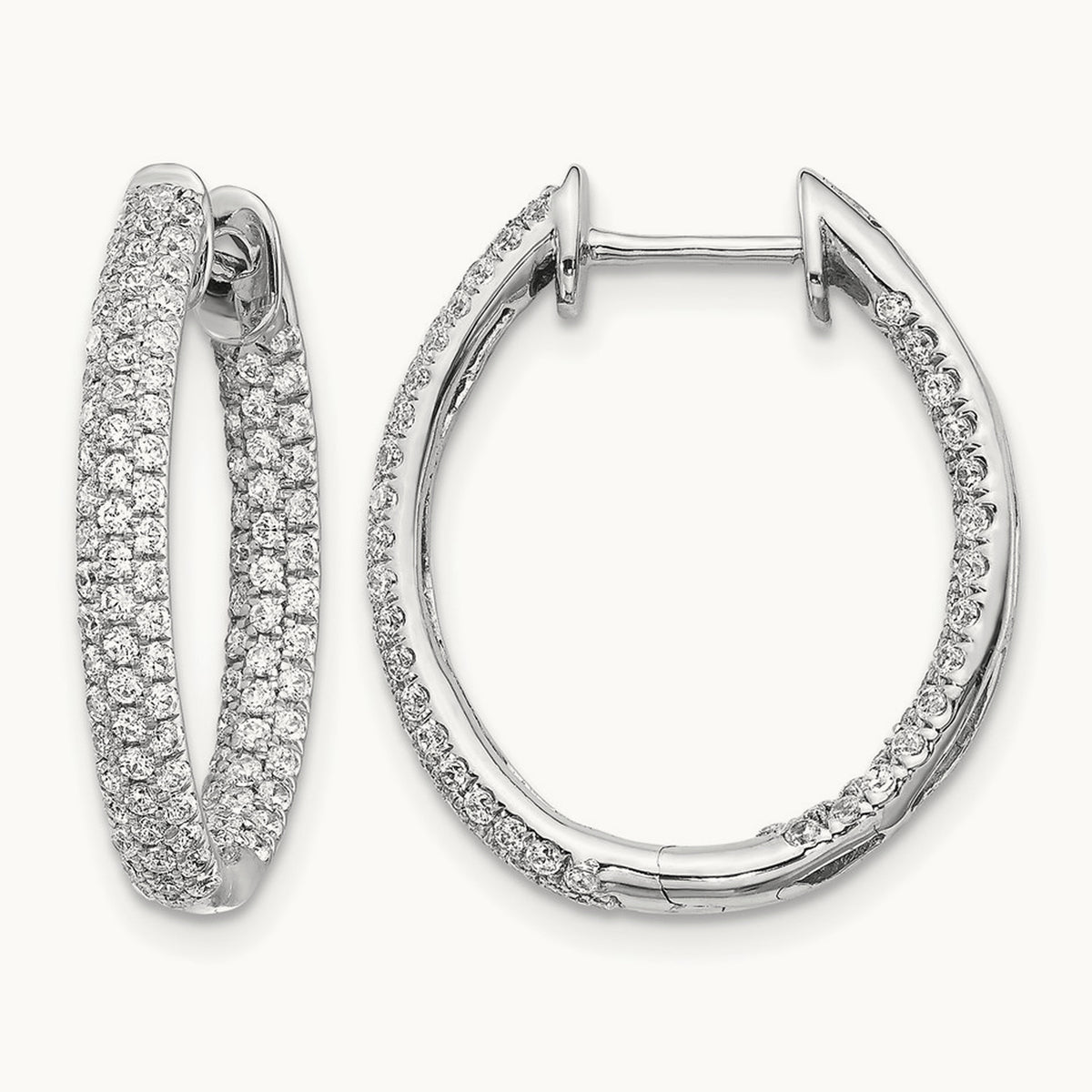 Diamond In/Out Hinged Hoop Earrings — 22mm