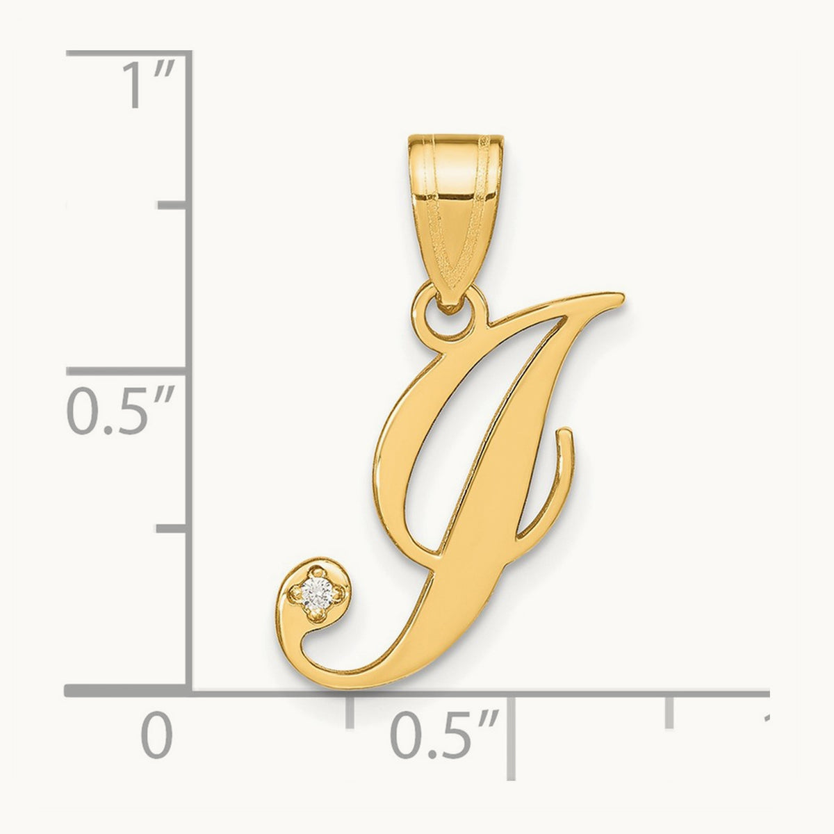 Script Initial Pendant with Diamond — I