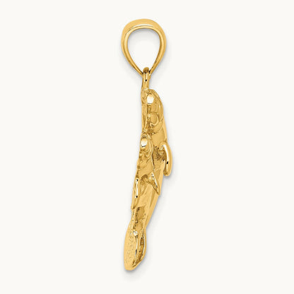 2-D /Polished Two Manatees Charm, 14K