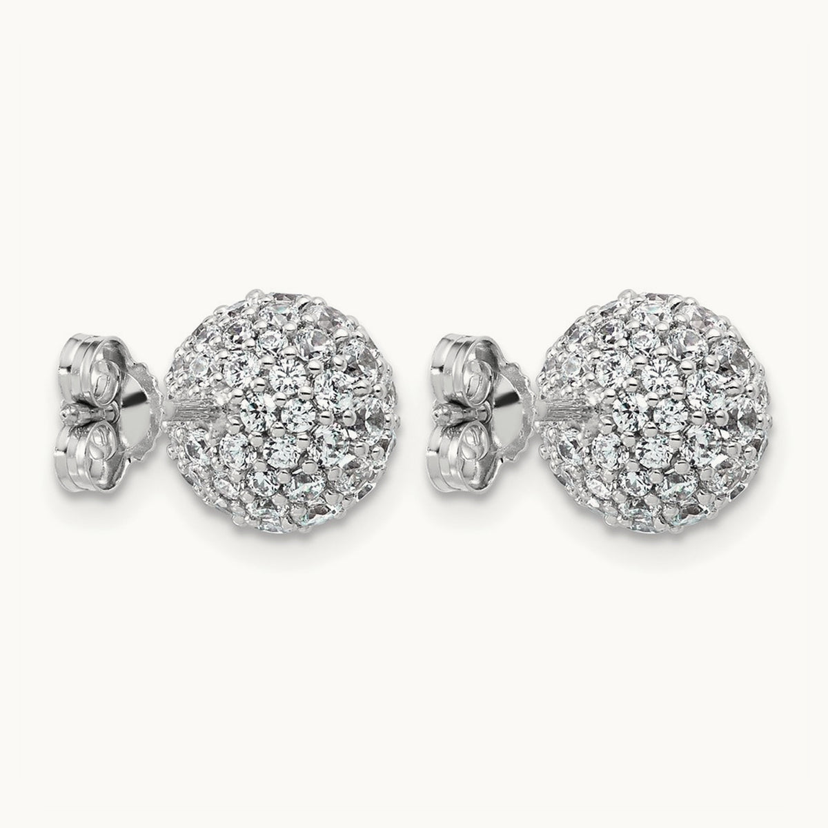 Pave Ball Stud Post Earrings, 2.75-4.25 ct tw Lab-Grown Diamond — 2 3/4 ct, 14K White Gold