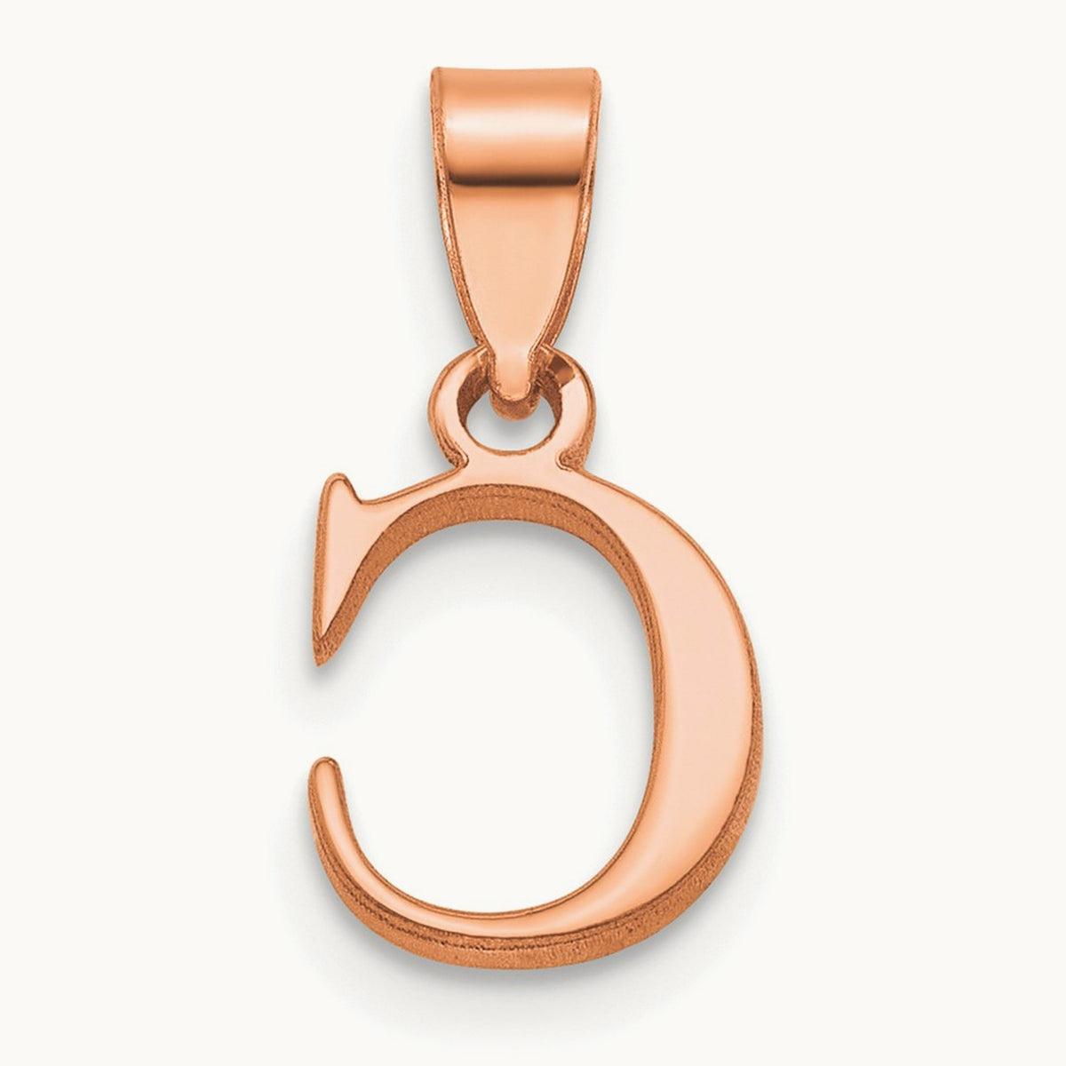 Polished Block Initial Pendant — 14K Rose Gold, C
