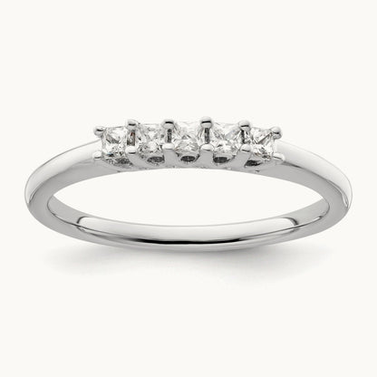 5-Stone Diamond Band, 14K White Gold