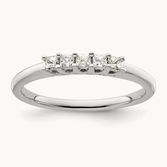 5-Stone Diamond Band, 14K White Gold