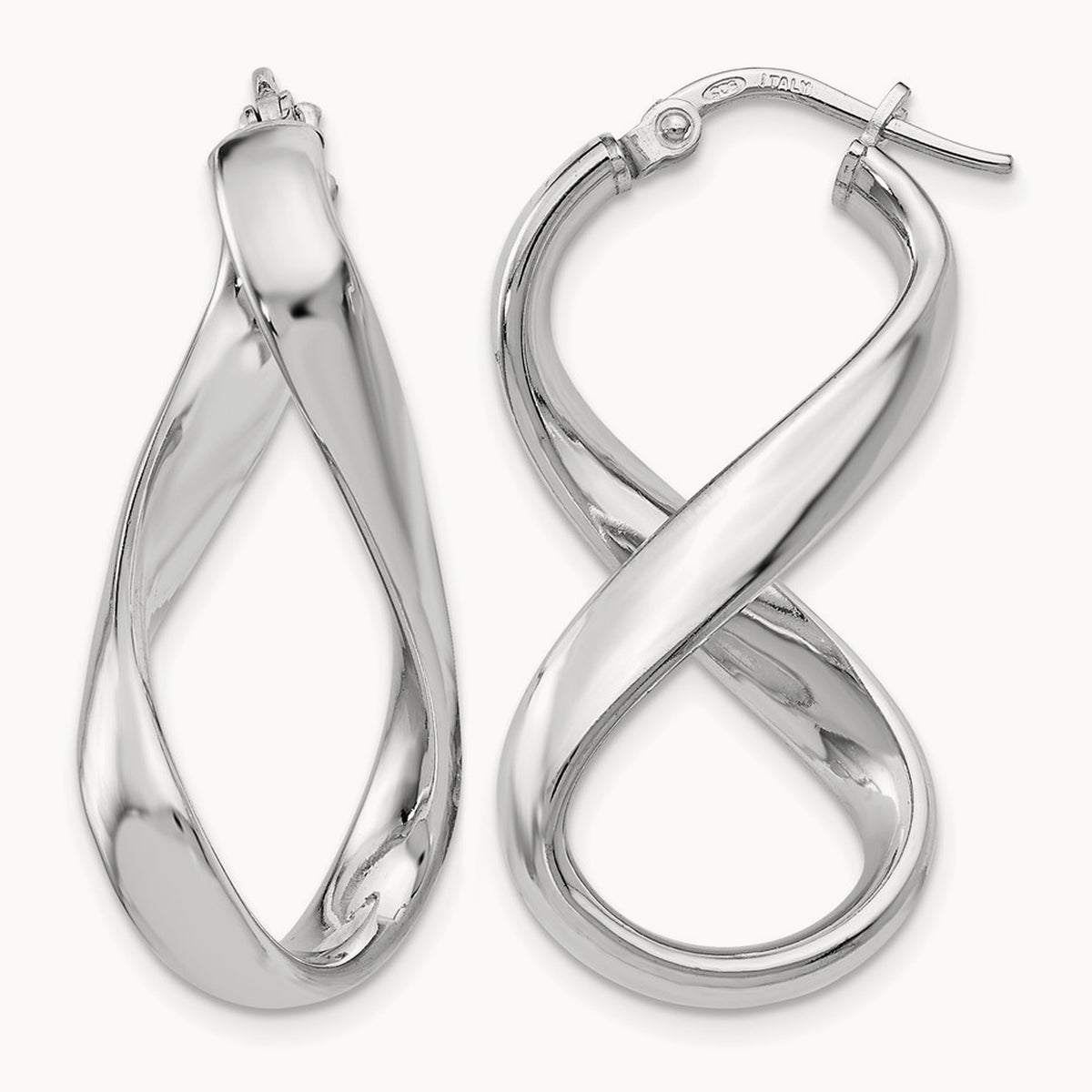 RH-plated Polished Twisted Hoop Earrings, Sterling Silver — Leslie's