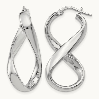 RH-plated Polished Twisted Hoop Earrings, Sterling Silver — Leslie's
