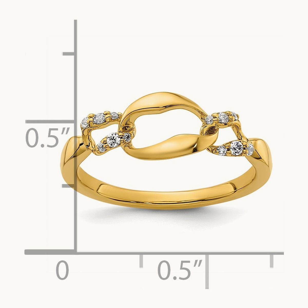 Polished Diamond Wavy Oval Fashion Ring, 14K