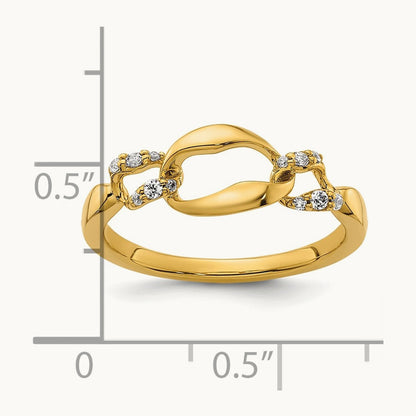 Polished Diamond Wavy Oval Fashion Ring, 14K