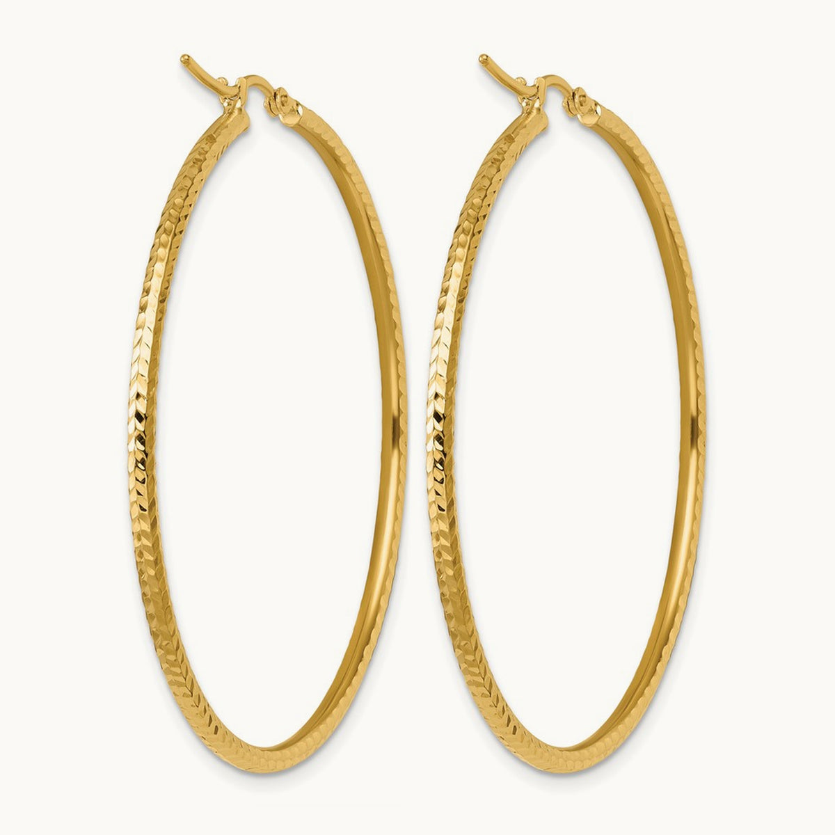 Diamond-cut Round Tube Hoop Earrings, 2mm, 10K — Leslie's