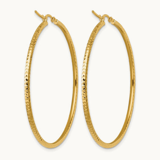 Diamond-cut Round Tube Hoop Earrings, 2mm, 10K — Leslie's