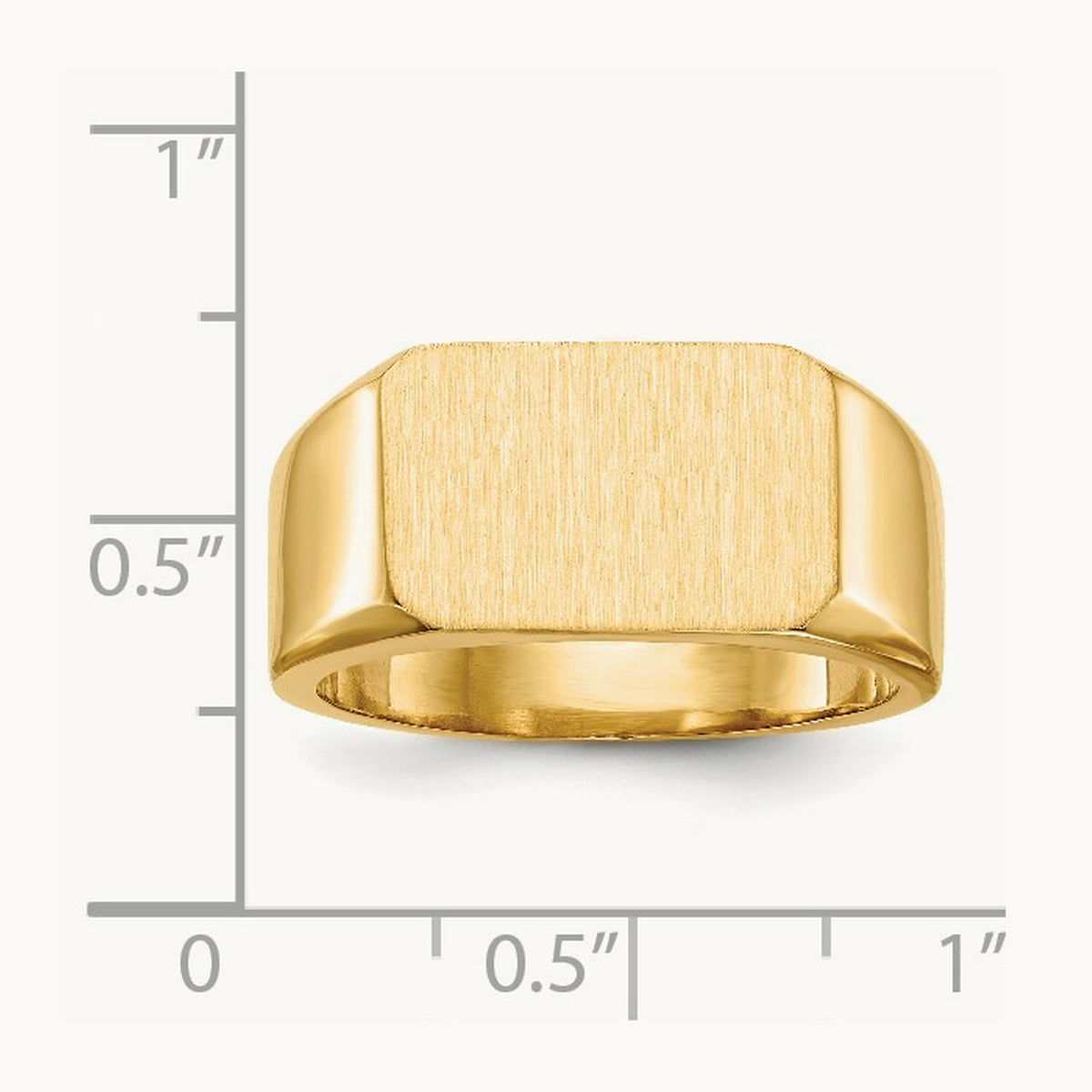 15.0x10. Closed Back Mens Signet Ring, 0mm, 14K