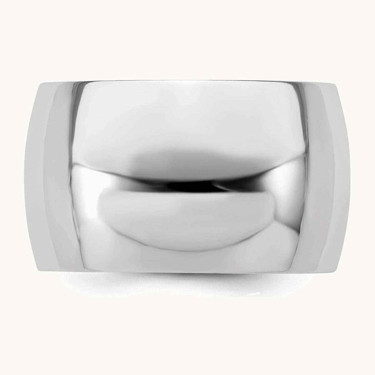 Sterling Silver Rhodium-plated 12mm Half-Round Band