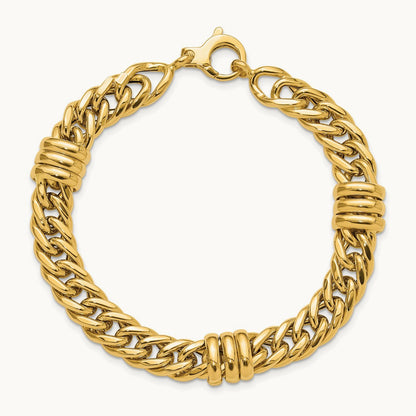 Polished Fancy Link Bracelet, 14K