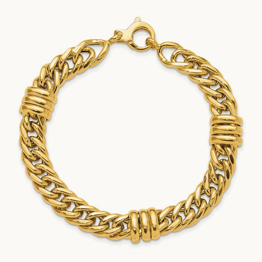 Polished Fancy Link Bracelet, 14K