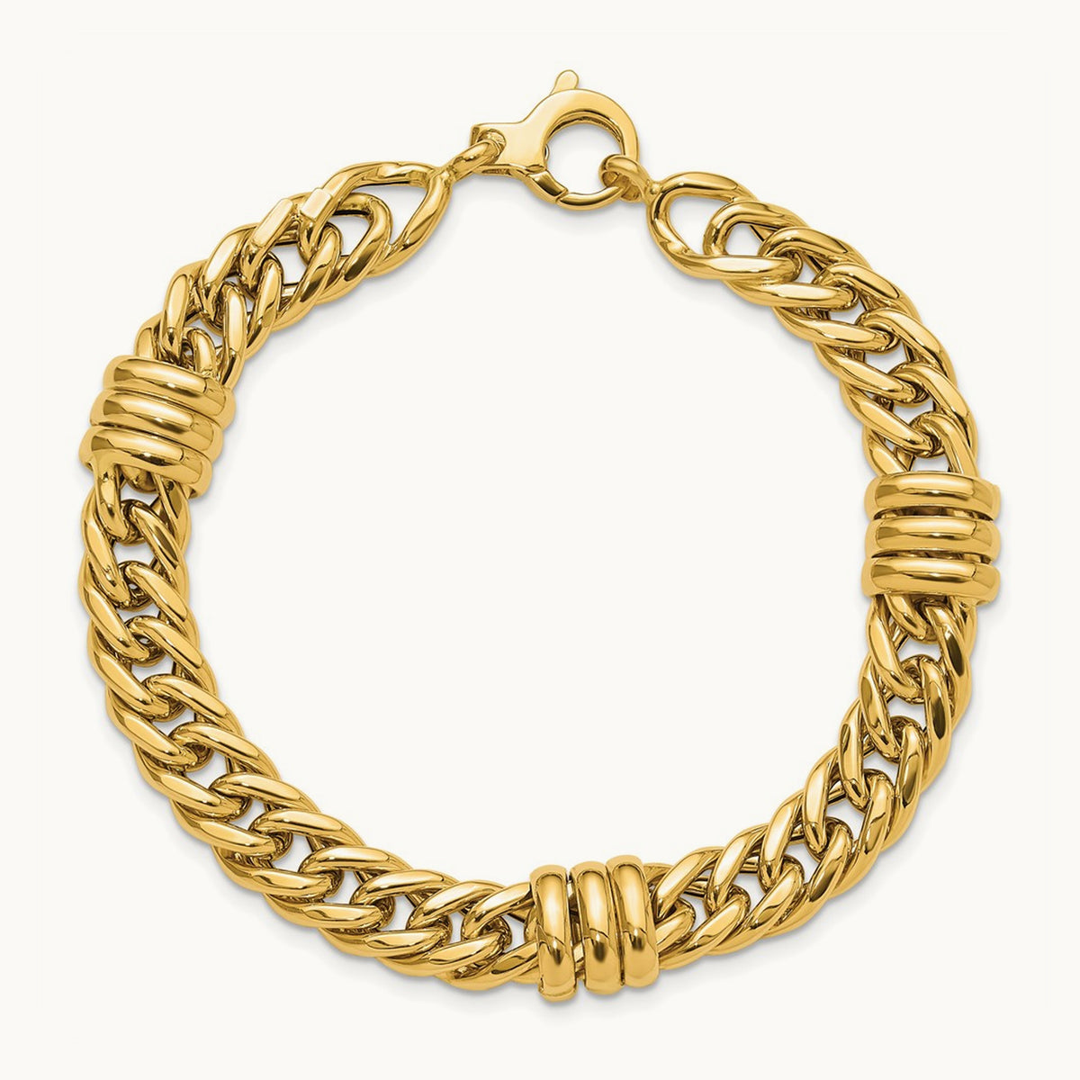 Polished Fancy Link Bracelet, 14K
