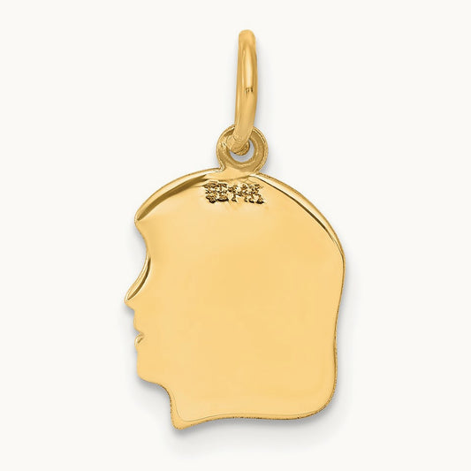 Plain Small .011 Gauge Facing Right Engravable Girl Head Charm — 18mm