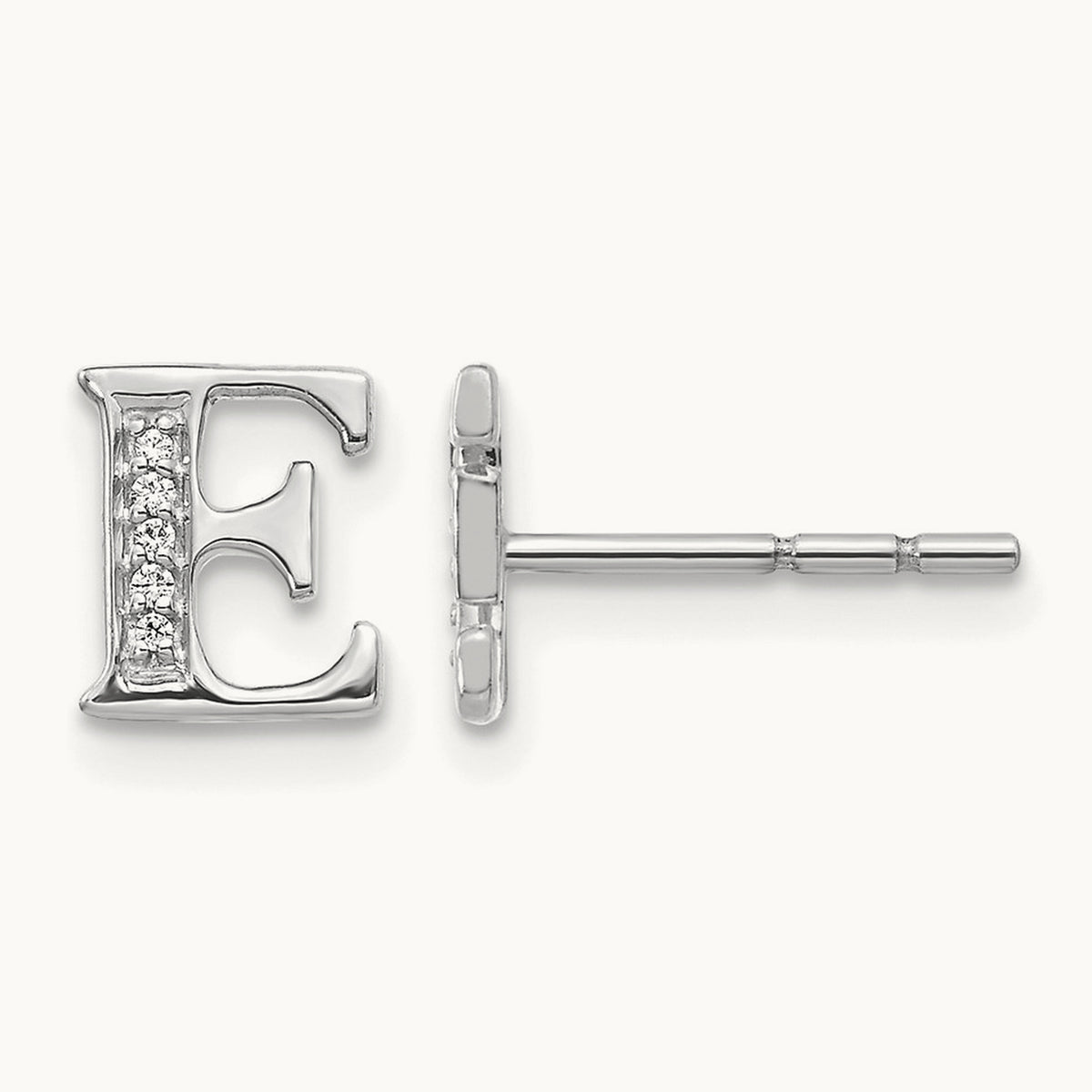 Diamond Earrings — 14K White Gold, 8mm, E