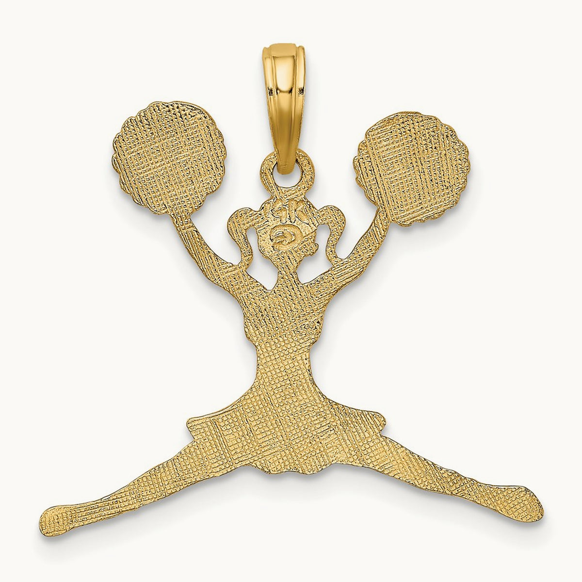 Cheerleader Jumping with Pom-Poms Charm, 14K