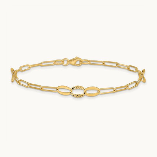 D/C Paperclip Link 7.25in Bracelet, 14K