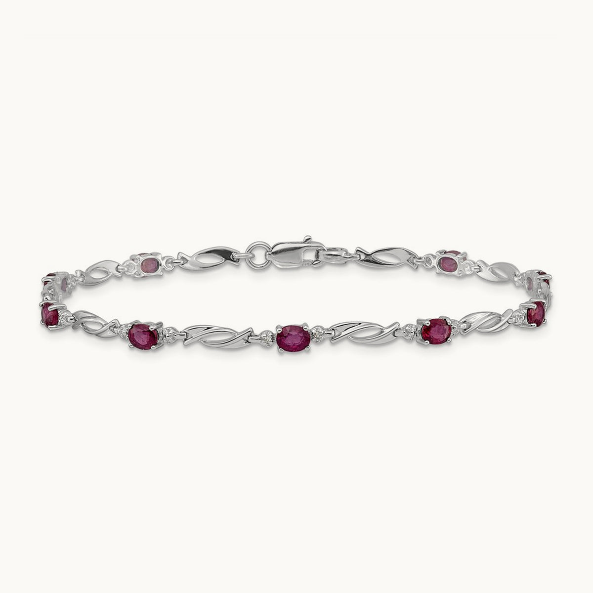 Diamond and Ruby Bracelet, 14K White Gold