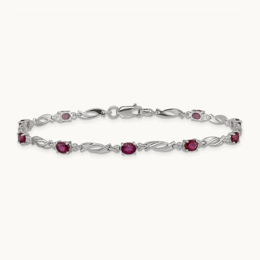 Diamond and Ruby Bracelet, 14K White Gold