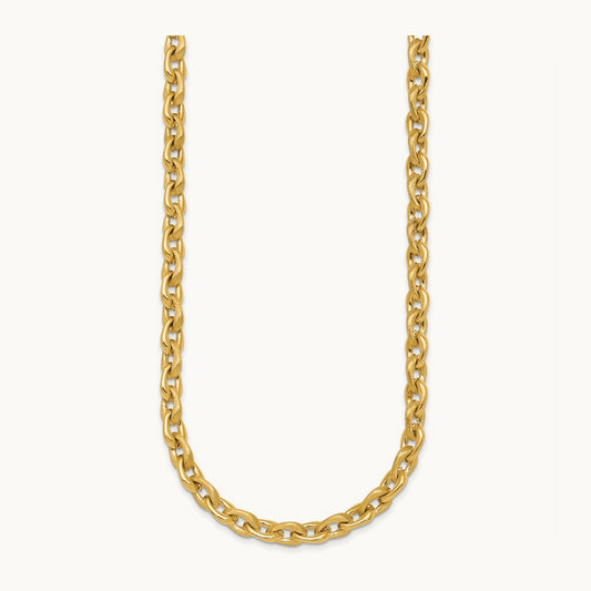 Polished And Brushed Chain Necklace, 6.75mm, 14K