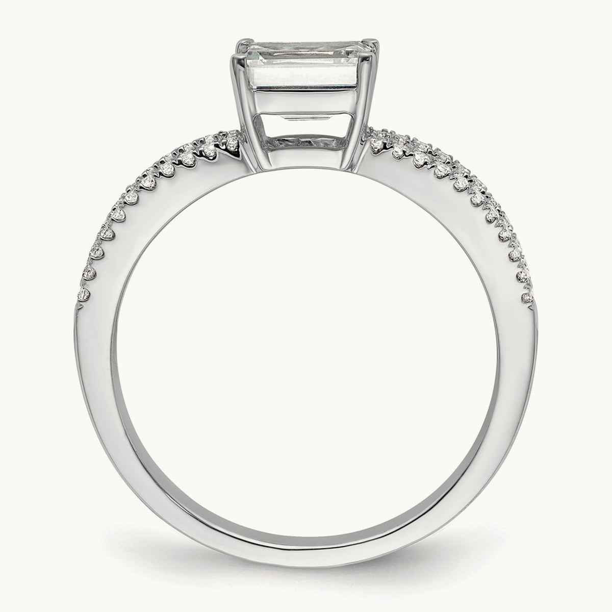 East West Emerald Semi-Mount Engagement Ring — 3/4 ct, 7