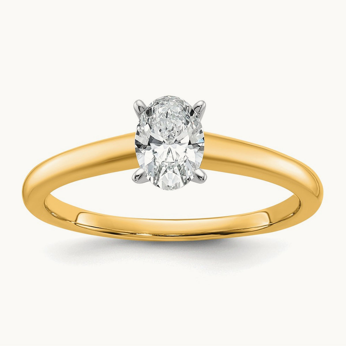 Oval Solitaire Engagement Ring, 0.50-5.00 ct tw Lab-Grown Diamond — 1/2 ct, 14K Two-Tone