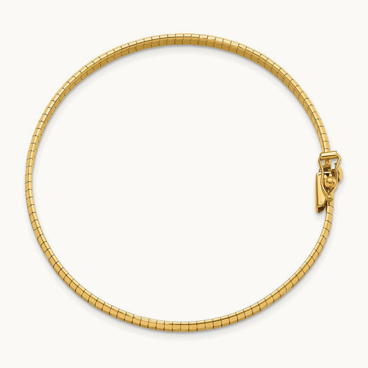 Polished & Satin Diamond-cut Omega Bracelet — 14K Yellow Gold