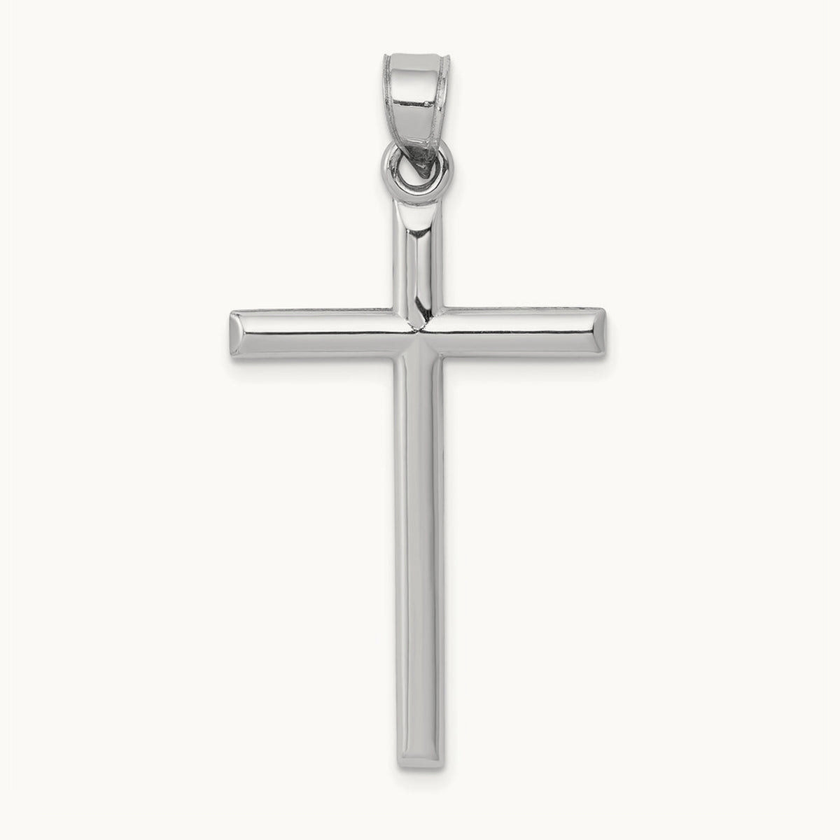 Hollow Cross Pendant, 14K White Gold