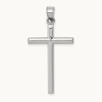 Hollow Cross Pendant, 14K White Gold