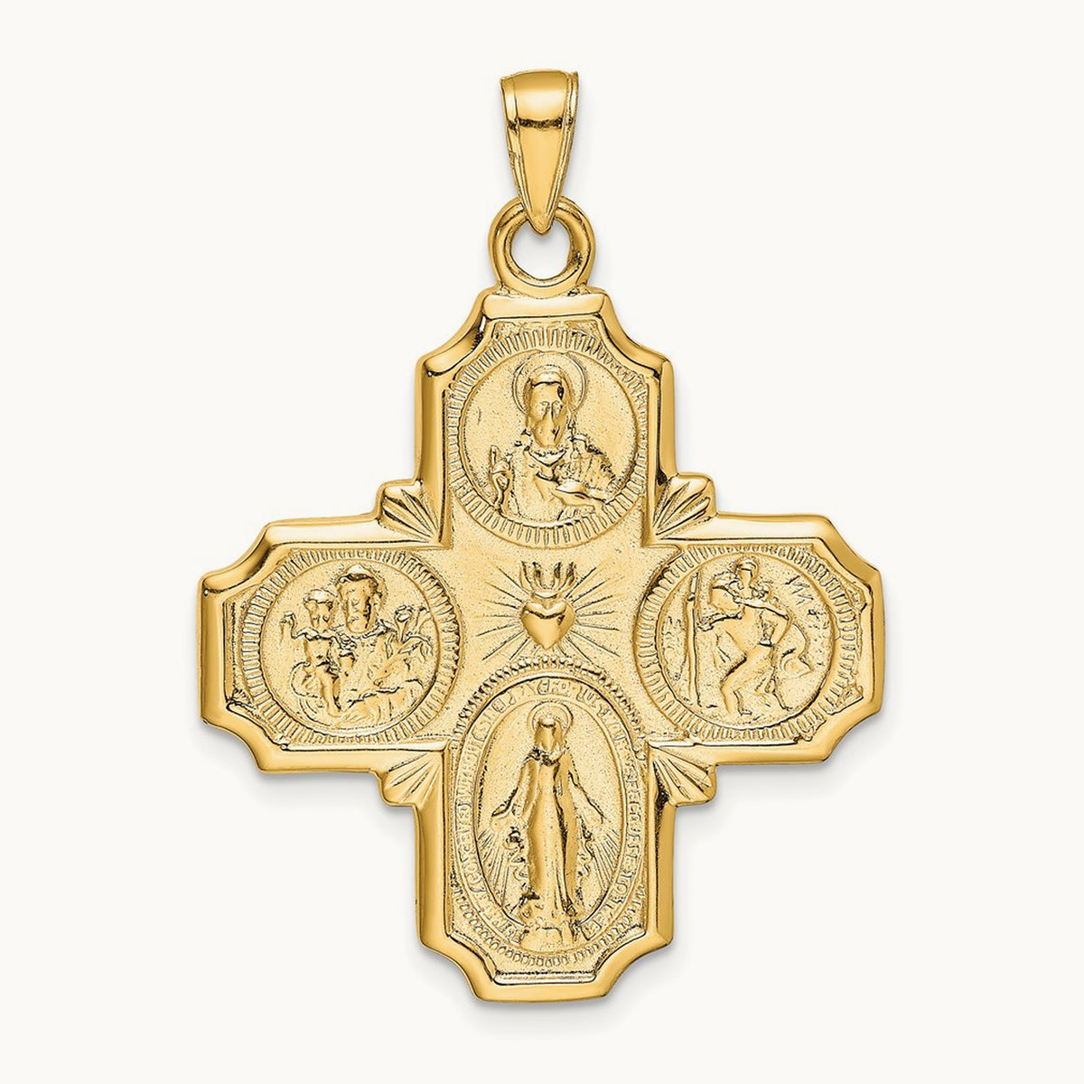 Four-Way Medal Pendant — 14K Yellow Gold, 39.25mm