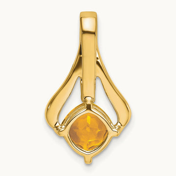 Citrine and Diamond Pendant — 14K Yellow Gold