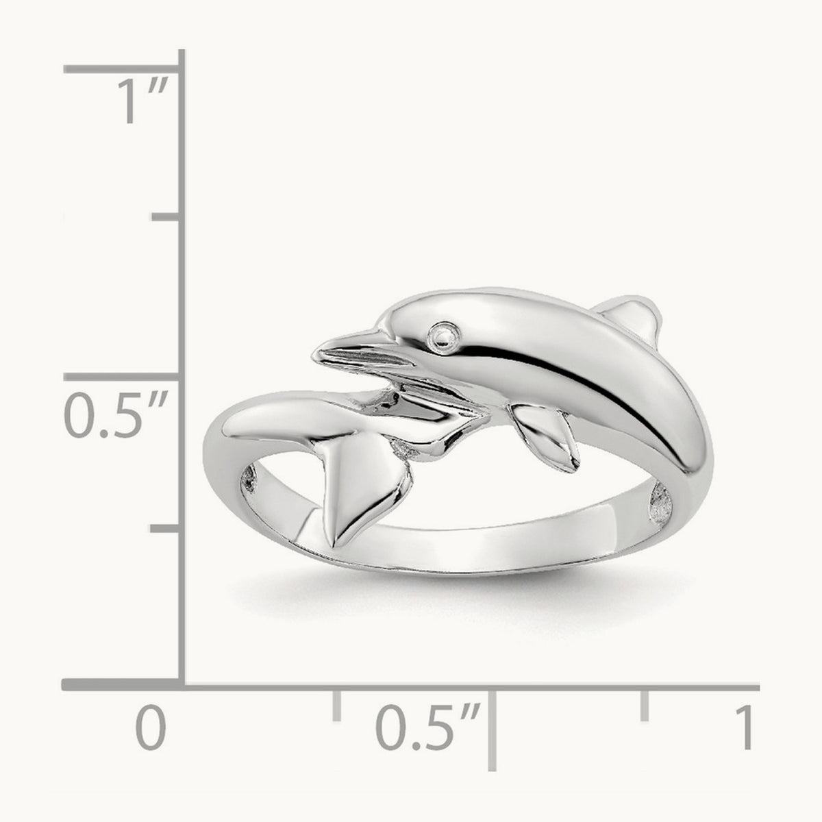 Dolphin Ring, 14K White Gold