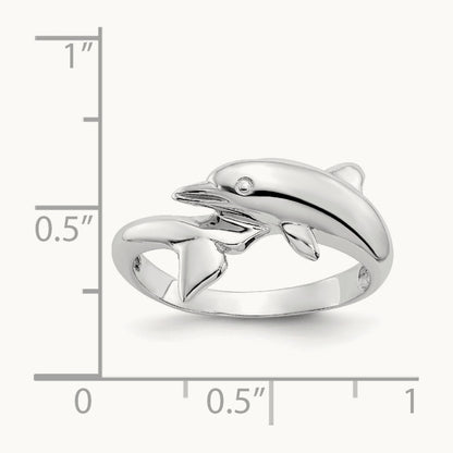 Dolphin Ring, 14K White Gold