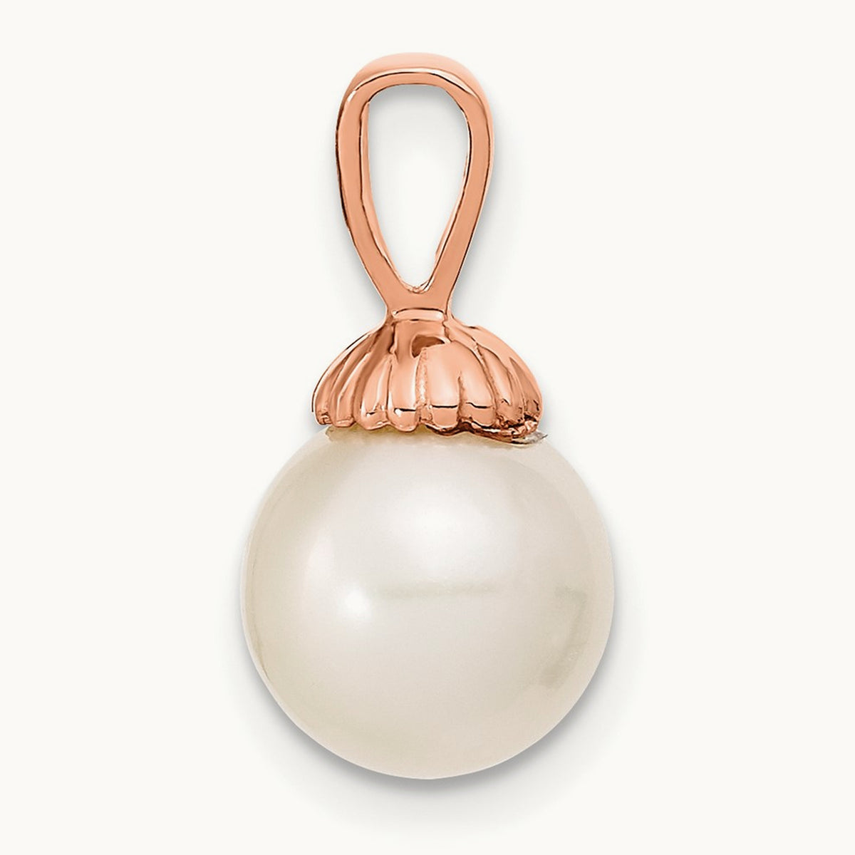 8- Round Freshwater Cultured Pearl Pendant — 14K Rose Gold