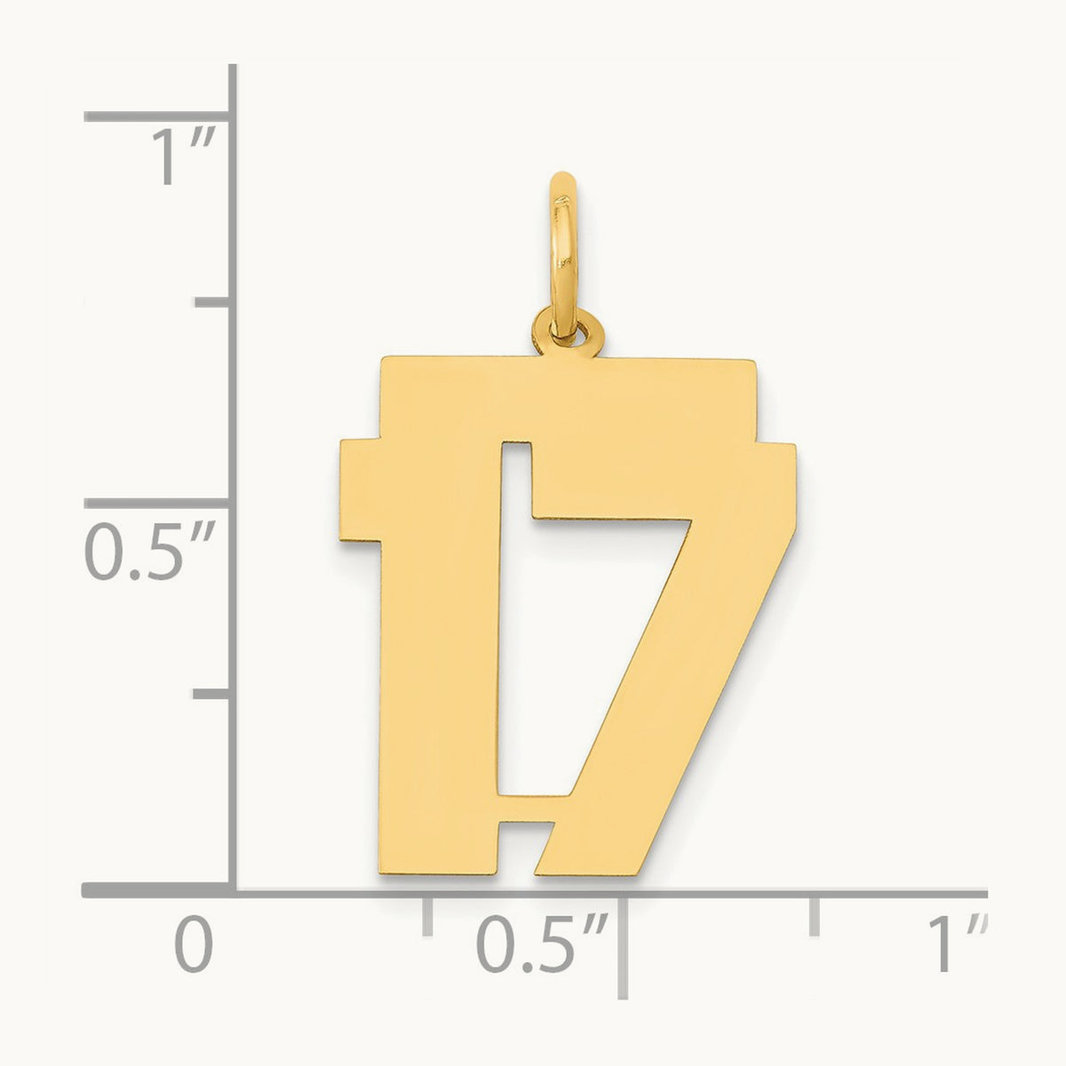 Medium Polished Number 17 Charm, 14K