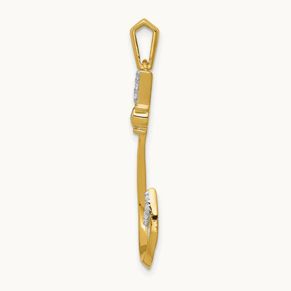 Diamond Fish Hook Pendant, 14K