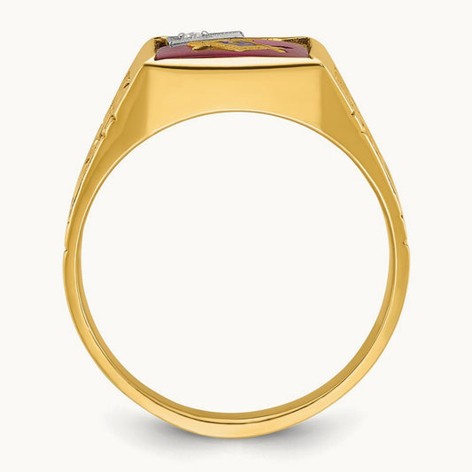 14ktt IBGoodman Men's Lab Cr. Ruby & Dia Blue Lodge Masonic Ring