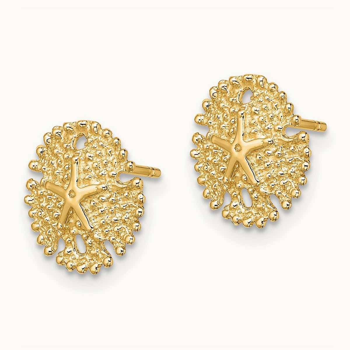 Textured Sand Dollar Post Earrings — 10.8mm