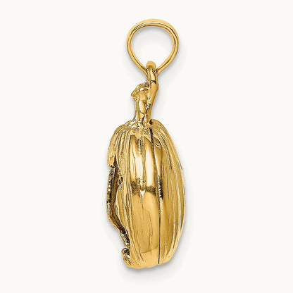 w/Rhodium 3-D Jack-o-Lantern w/Enameled Black Cat and Moon Charm, 14K